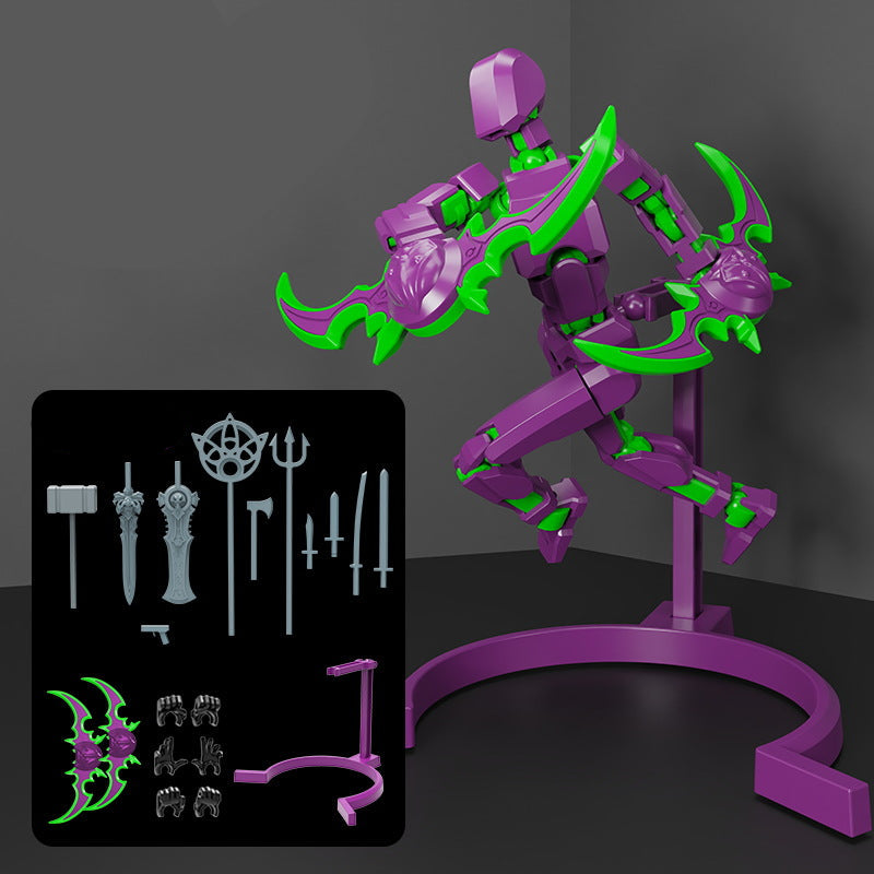 Poseable 3D Battle Action Figure with Stand & Large Weapons