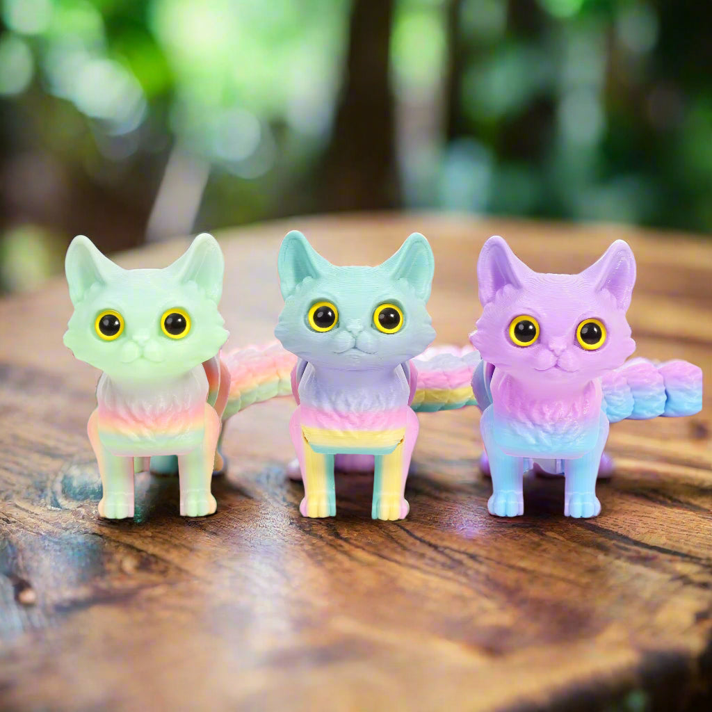 3D printed cute kitten with movable tail joints 16cm