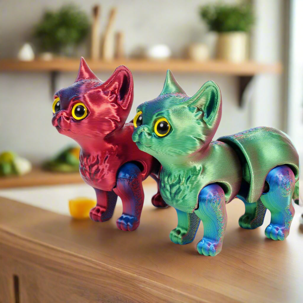 3D printed cute kitten with movable tail joints 12cm