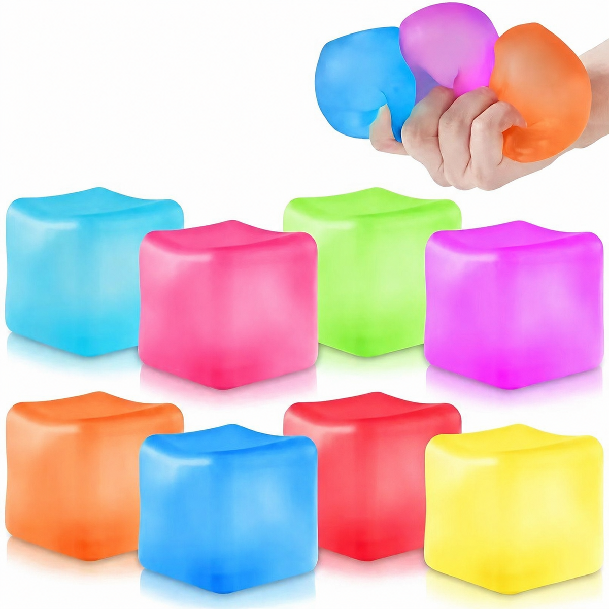 Frosted Cube Gel Squishy – 3 cm - Colourful