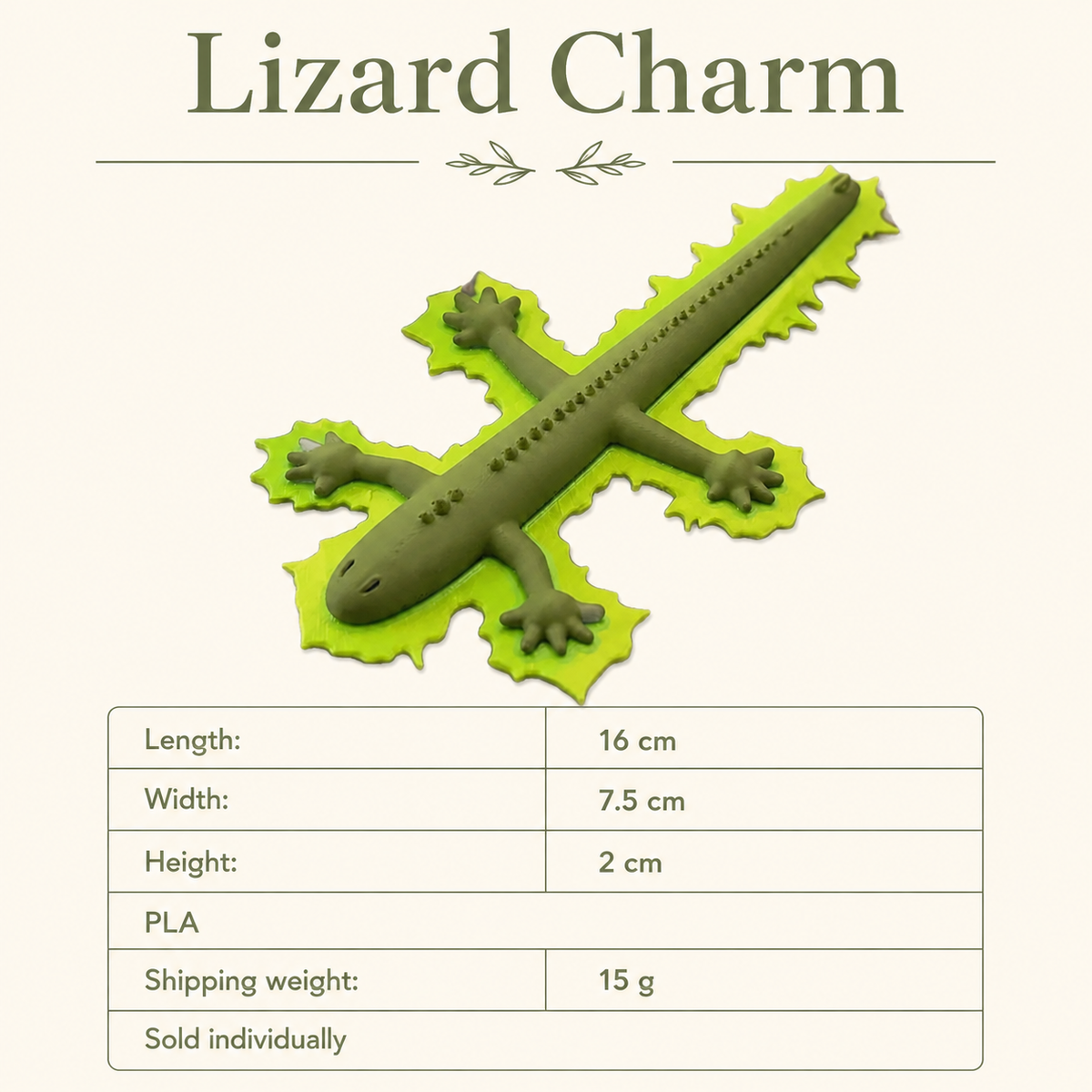 Lizard Charm — specification_detail