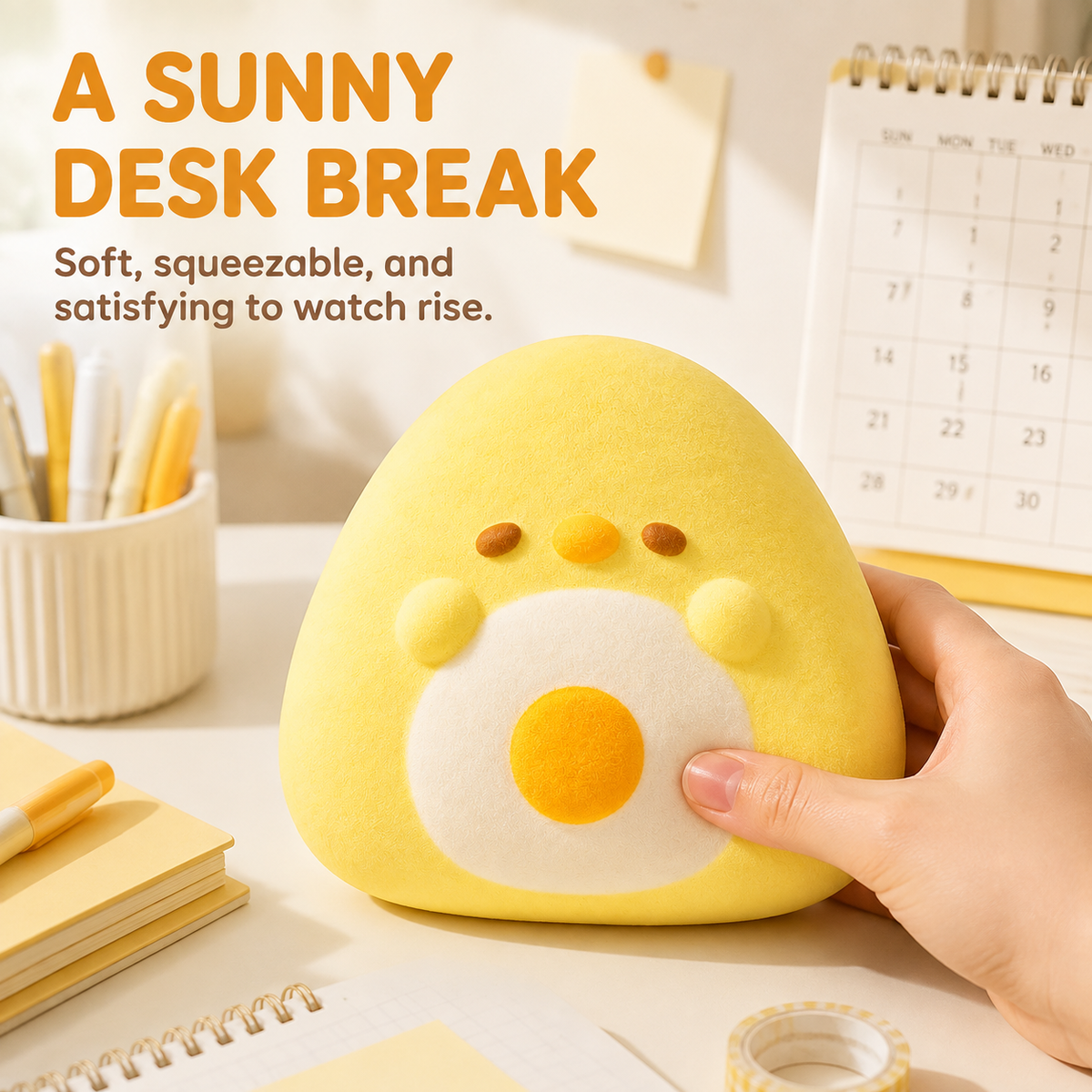 Rice ball chicken squishy desk lifestyle