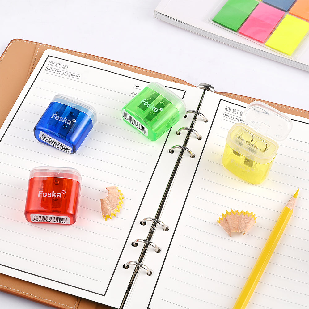 Colorful Compact Dual Holes Pencil Sharpener with Lid for Kids & Adults