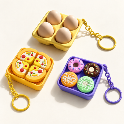 Four-button food clicker collection — Egg Tray, Pizza and Donuts
