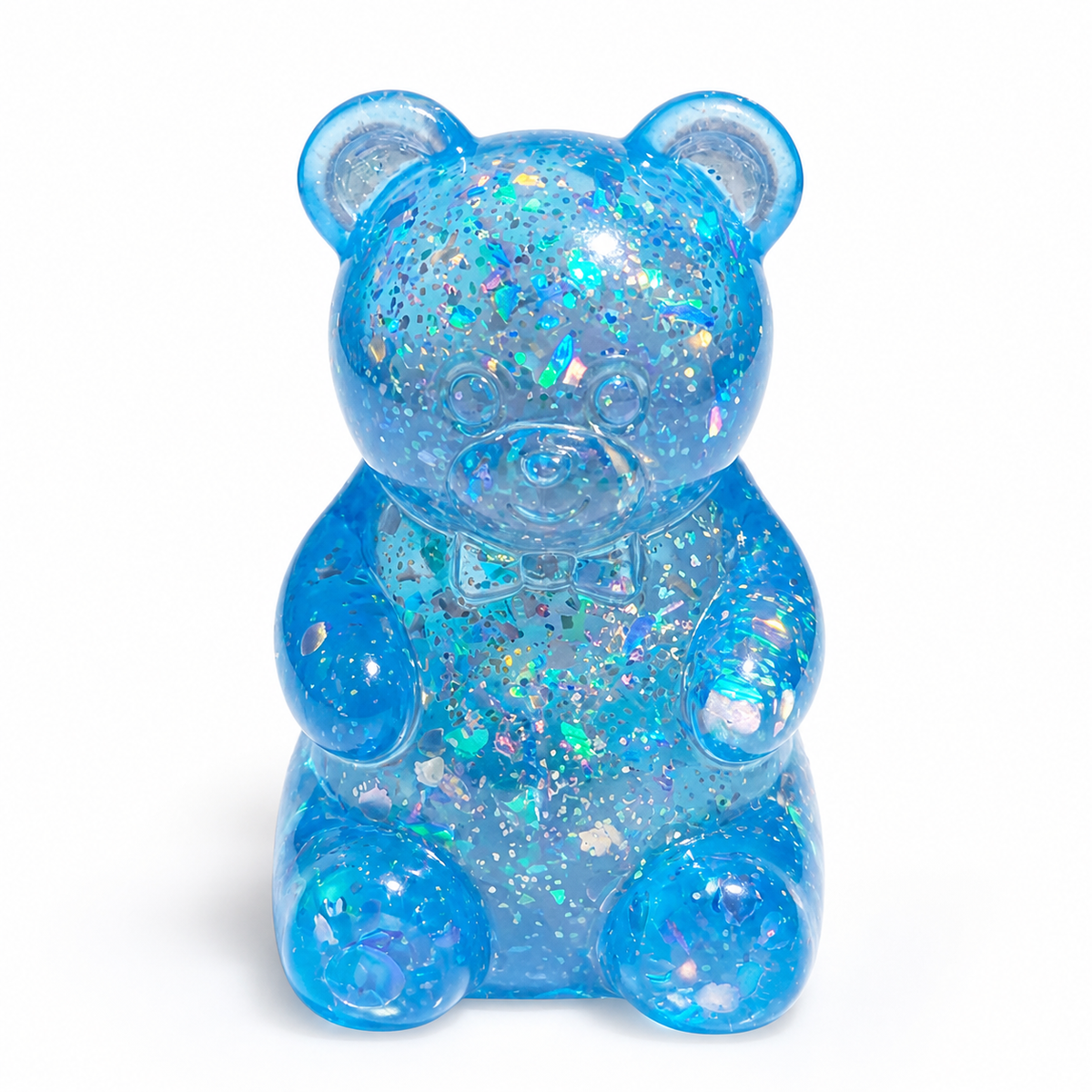 Four-Colour Glitter Gummy Bear TPR Sensory Squeeze Toy – 8 × 5 cm
