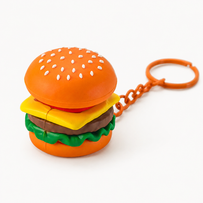 Burger single-button food clicker keychain