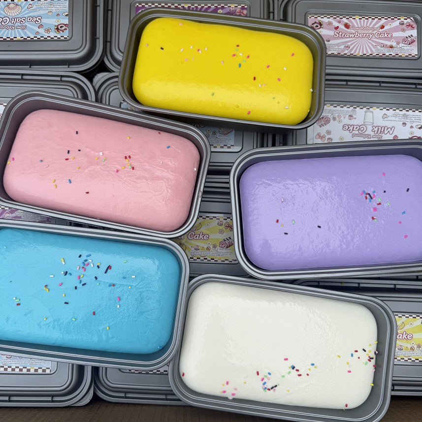 Available assorted colours of the boxed cake squishy; one item ships