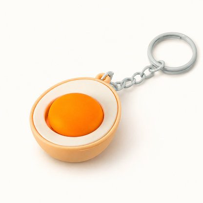 Fried egg single-button food clicker keychain