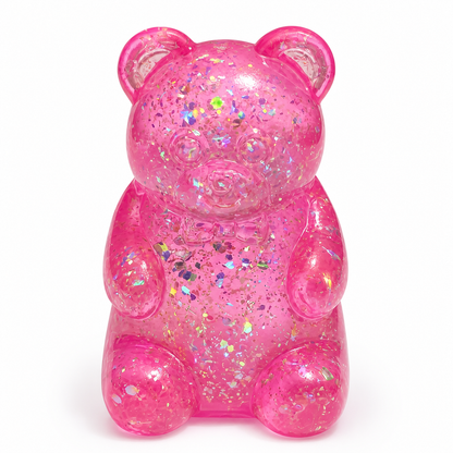 Four-Colour Glitter Gummy Bear TPR Sensory Squeeze Toy – 8 × 5 cm