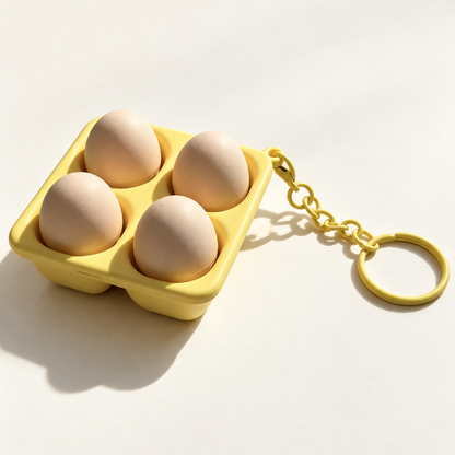 Egg Tray four-button clicker keychain with four tall egg buttons