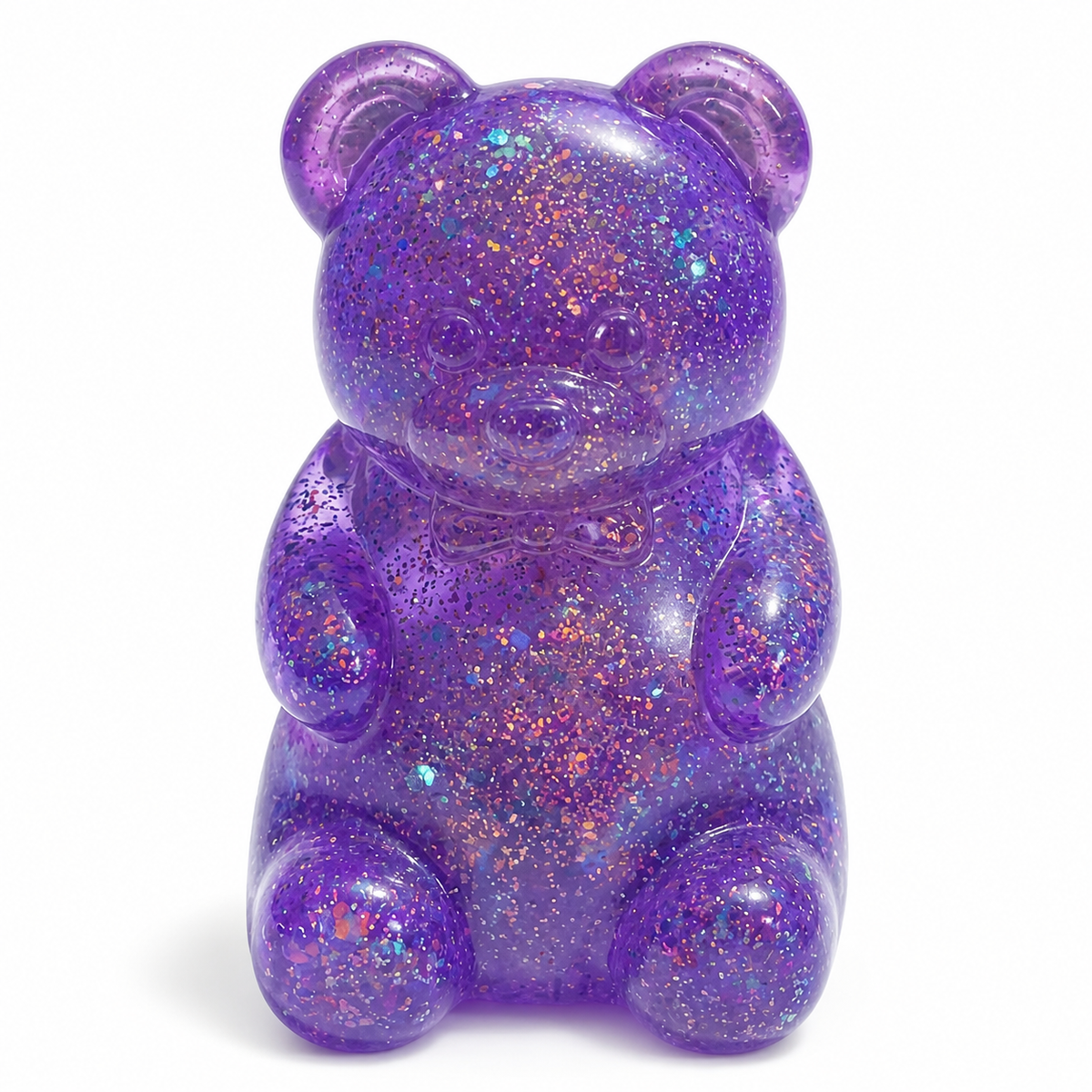 Four-Colour Glitter Gummy Bear TPR Sensory Squeeze Toy – 8 × 5 cm