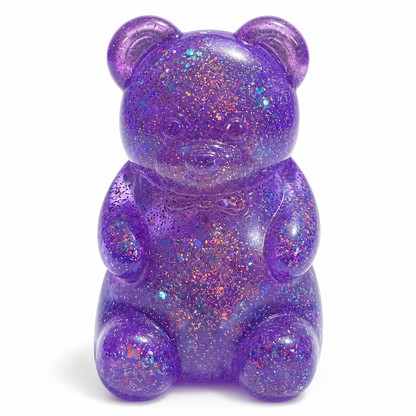 Four-Colour Glitter Gummy Bear TPR Sensory Squeeze Toy – 8 × 5 cm