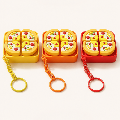 Pizza four-button clicker keychain — assorted tray colour