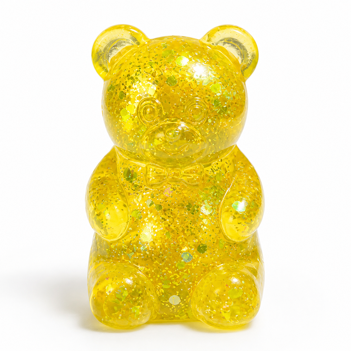 Four-Colour Glitter Gummy Bear TPR Sensory Squeeze Toy – 8 × 5 cm