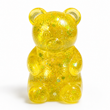 Four-Colour Glitter Gummy Bear TPR Sensory Squeeze Toy – 8 × 5 cm