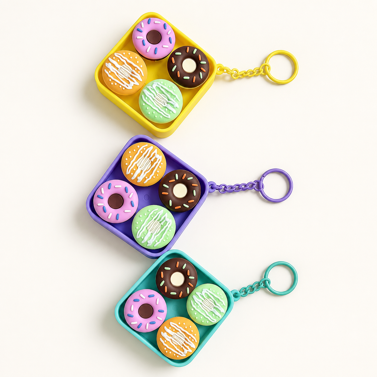 Donuts four-button clicker keychain — assorted tray colour