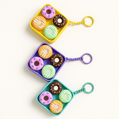 Donuts four-button clicker keychain — assorted tray colour