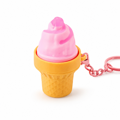 Pink ice cream single-button food clicker keychain