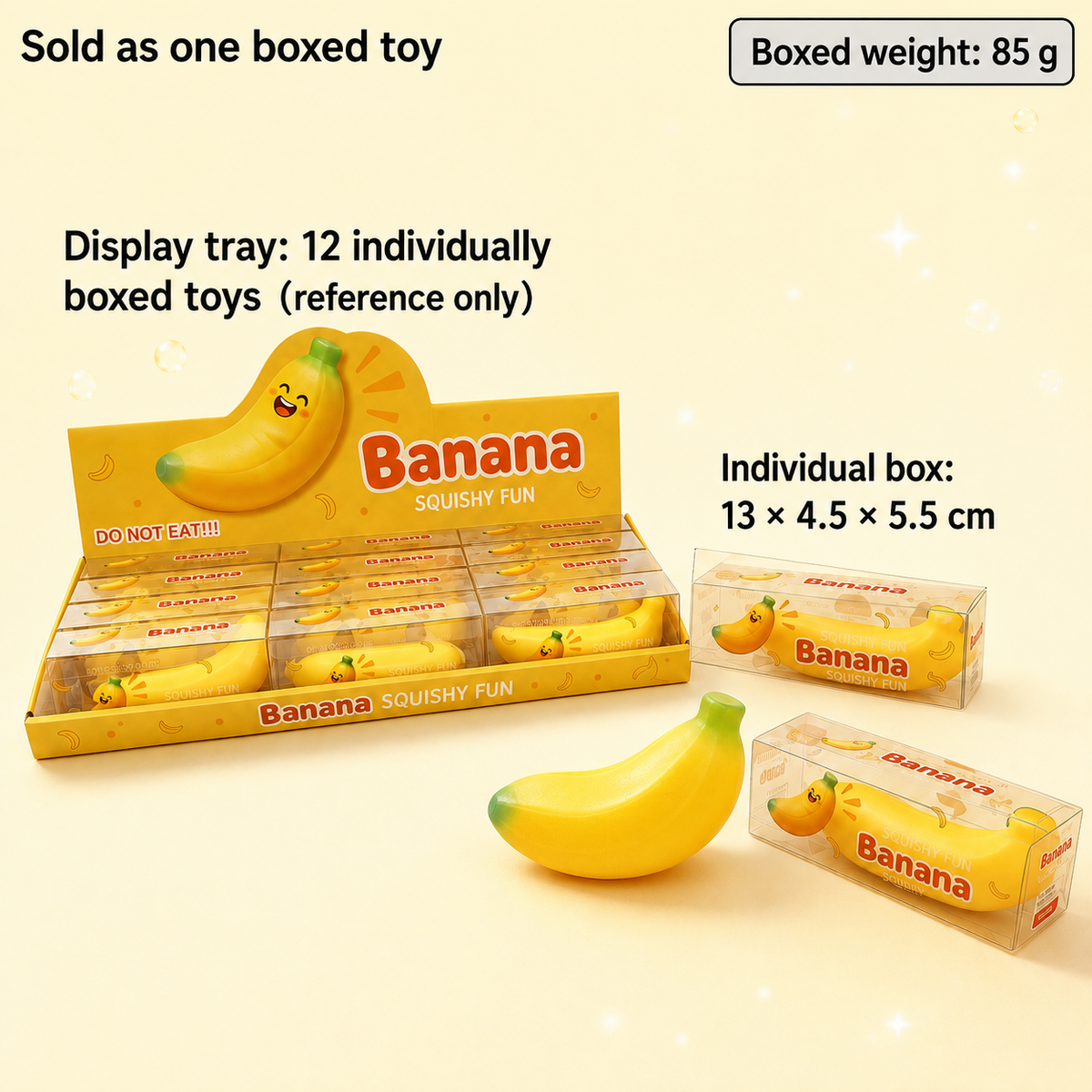Banana toy boxed weight and individual box size