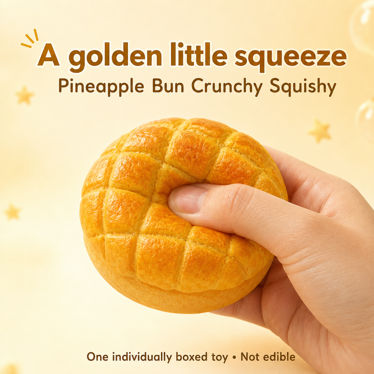 Golden pineapple bun textured squeeze toy