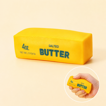 Yellow Butter Bar Crunchy Squishy — single toy with squeeze inset