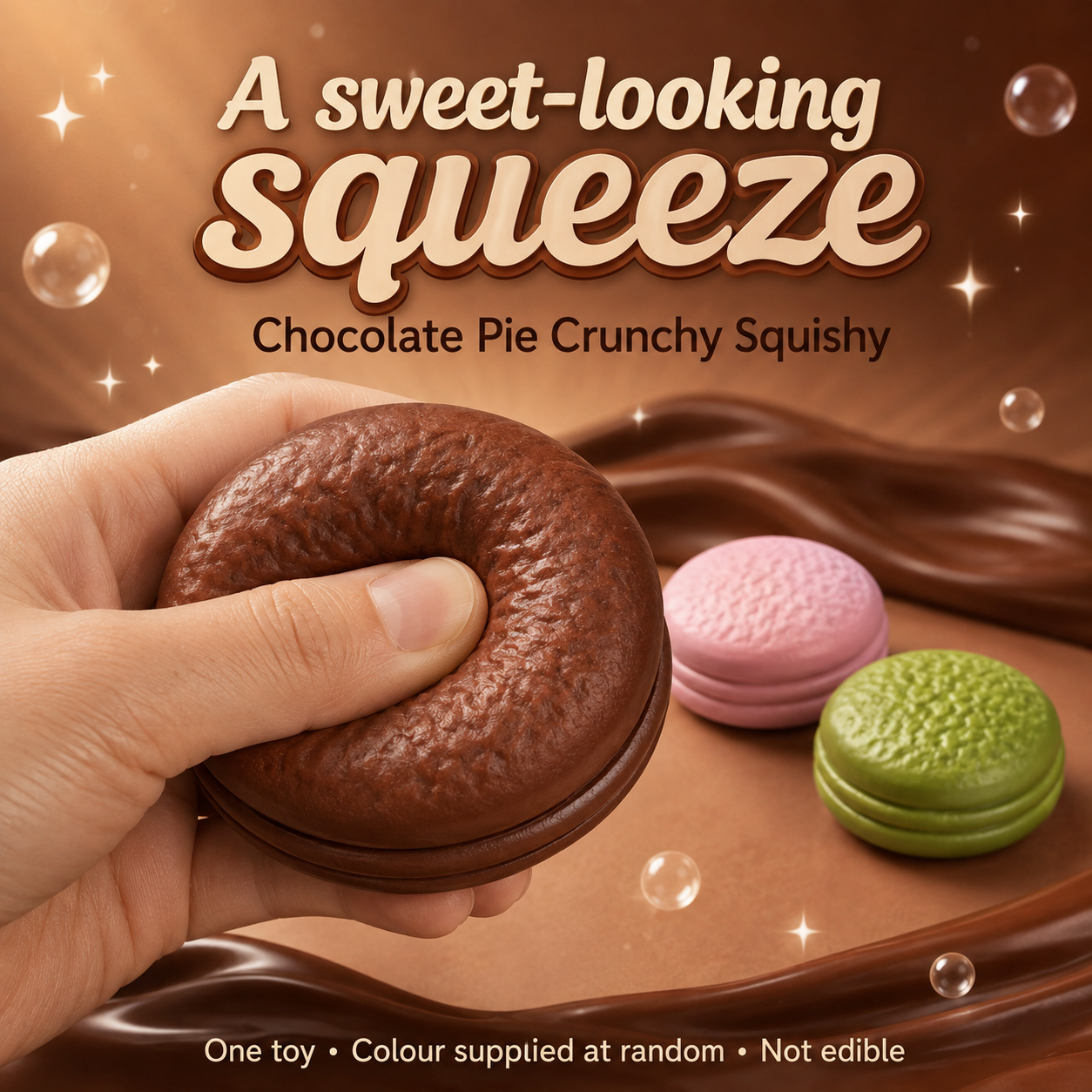 Chocolate pie squishy toy assorted colours