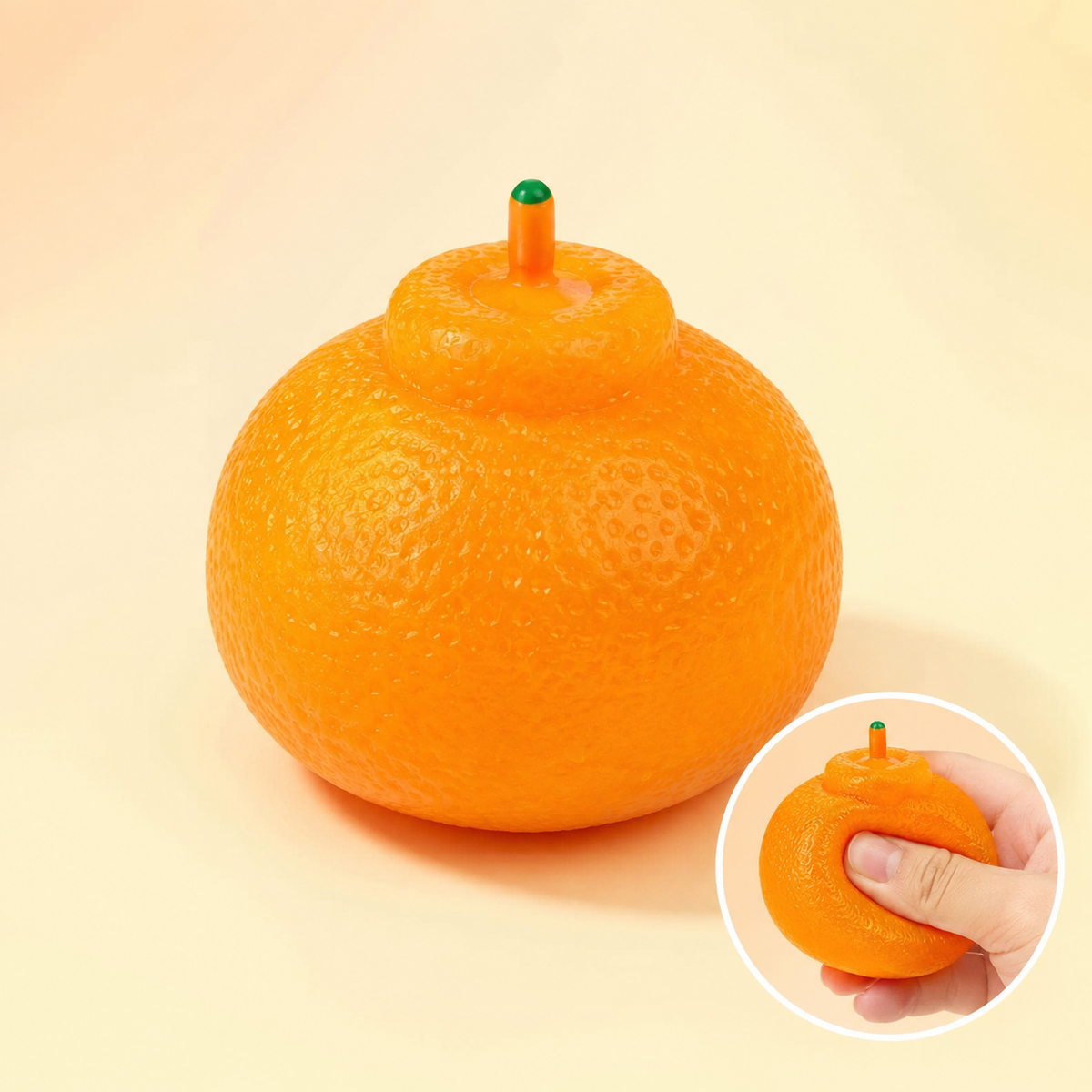 Knobbed Orange Crunchy Squishy — single toy with squeeze inset