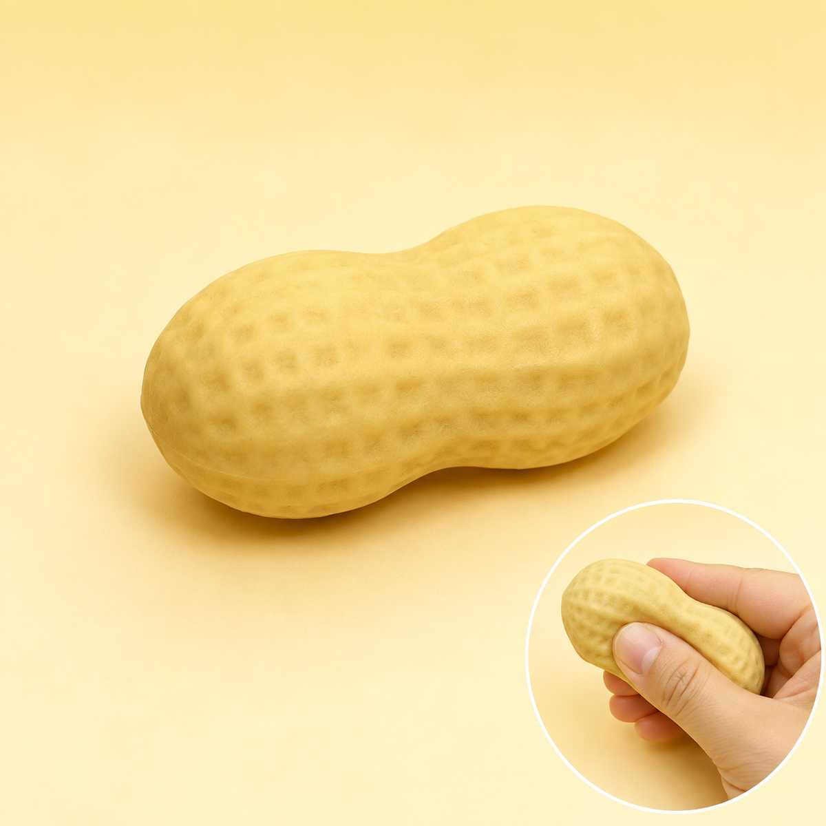 Tan Peanut Crunchy Squishy — single toy with squeeze inset
