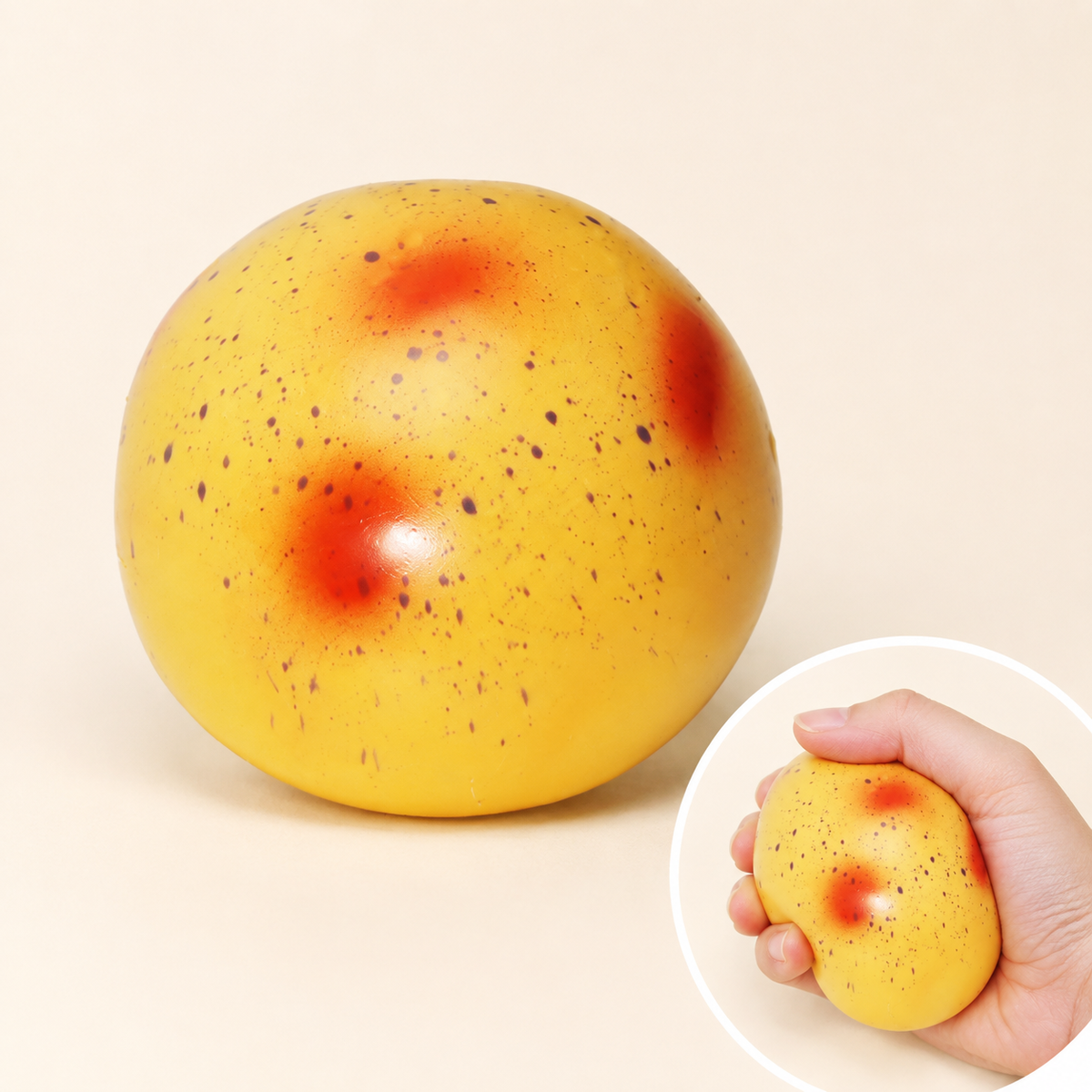 Speckled potato crunchy toy with hand squeeze inset