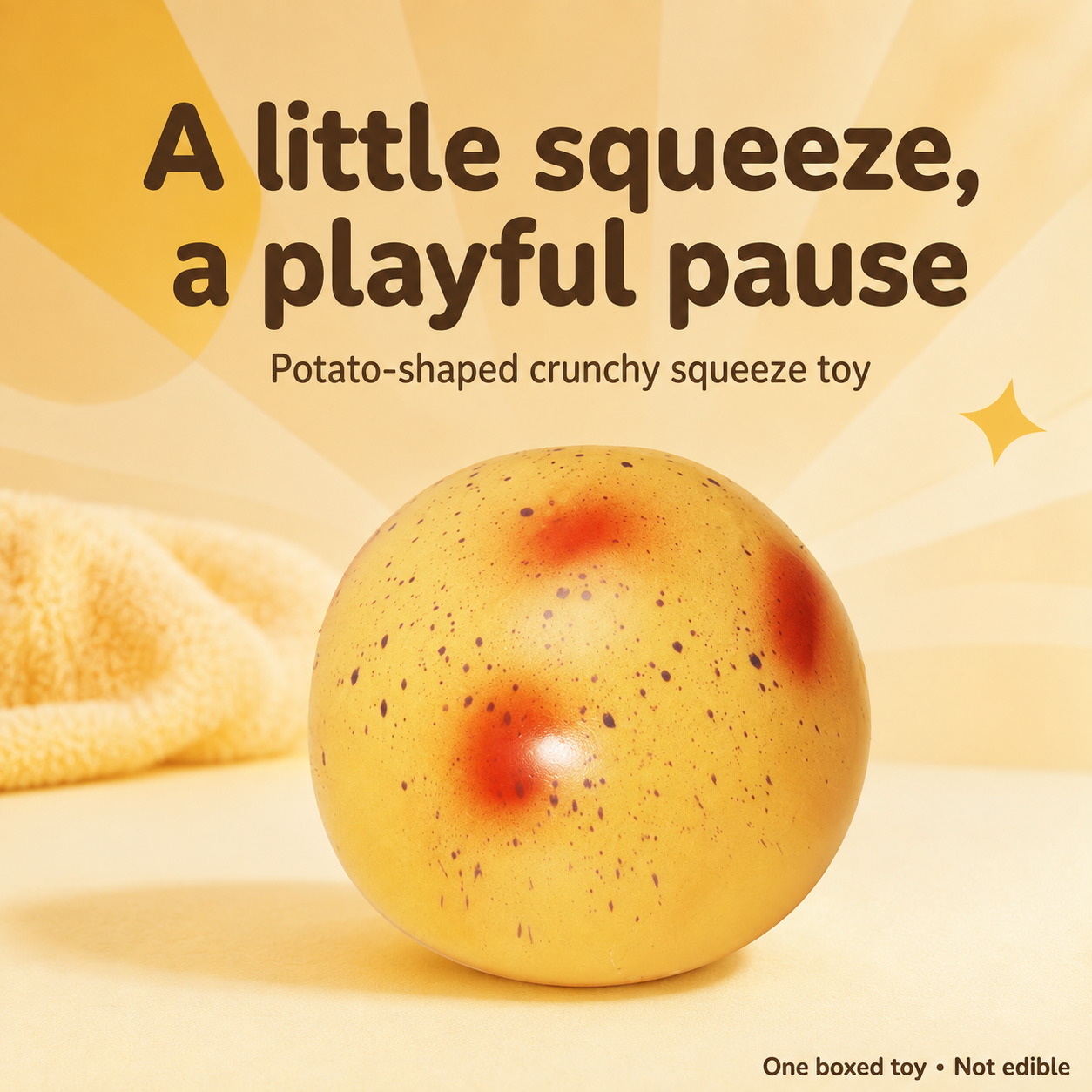 Yellow speckled potato squeeze toy