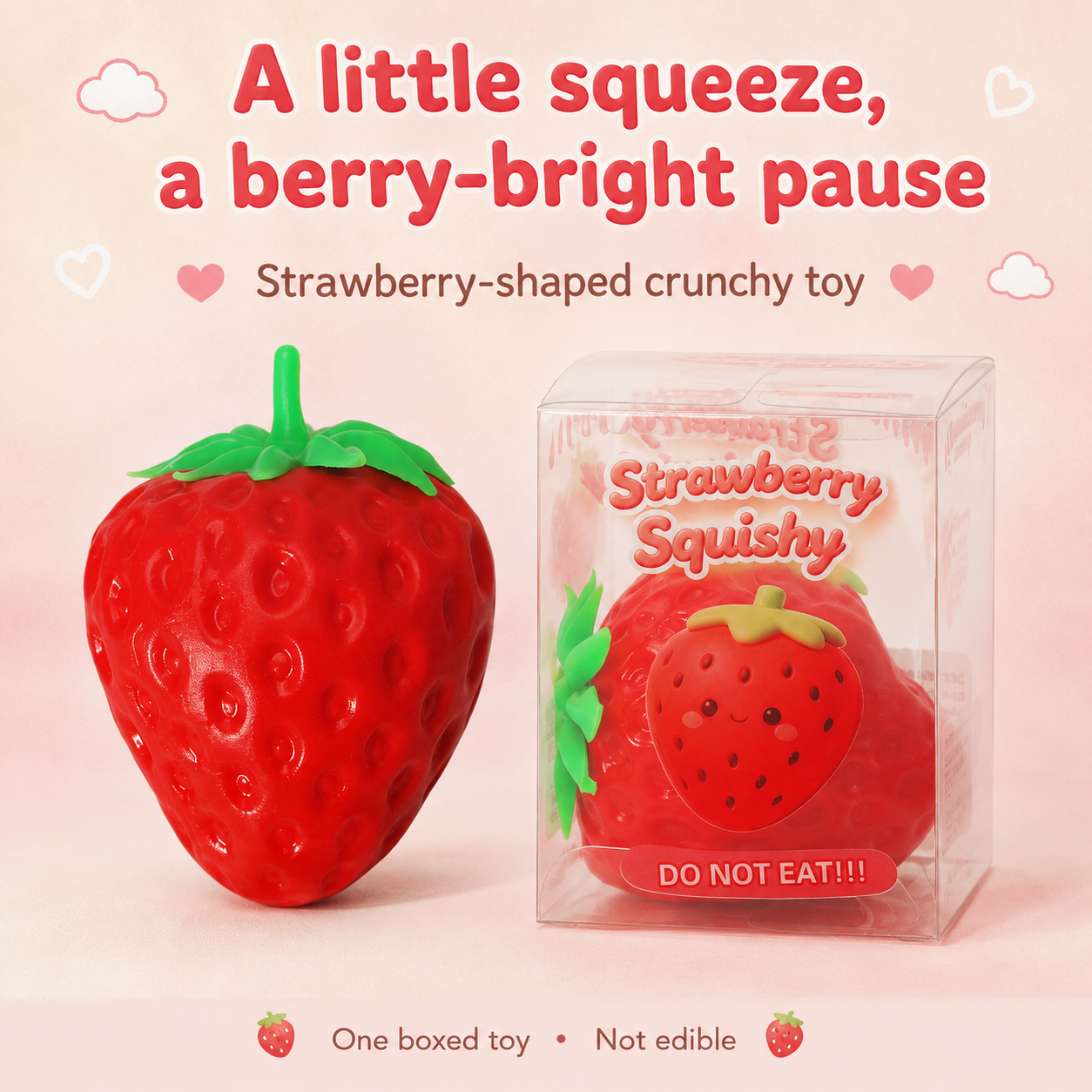 Pointed-Leaf Strawberry Crunchy Squishy — product detail