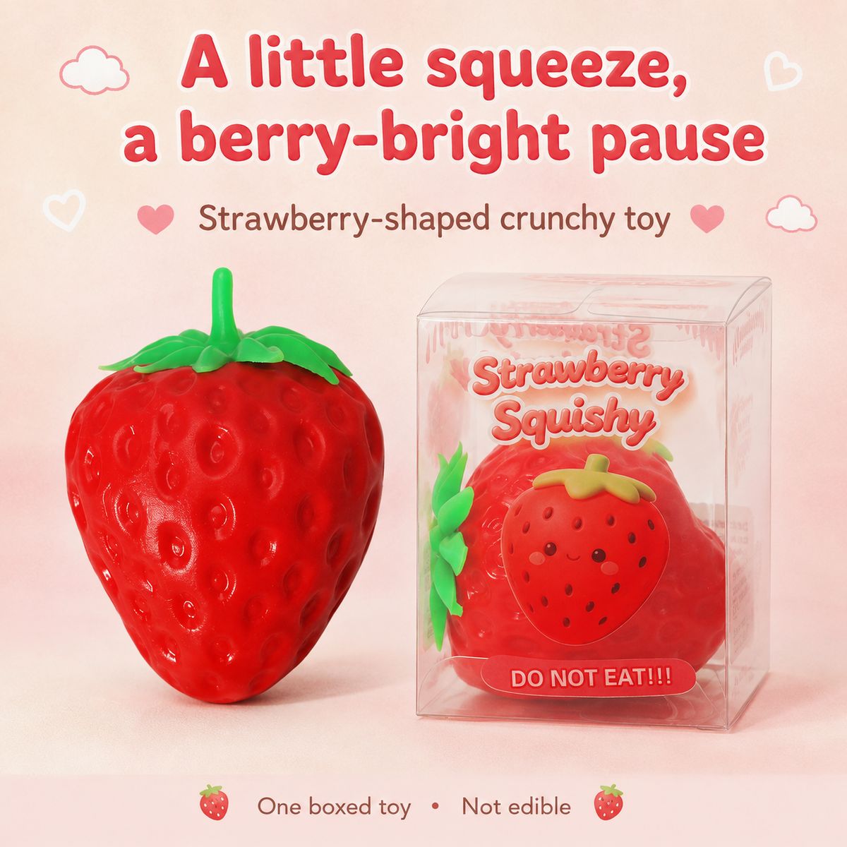 Pointed-Leaf Strawberry Crunchy Squishy — product detail