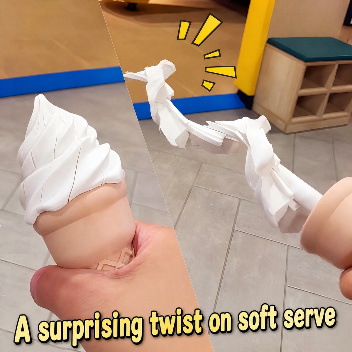 Actual curved toy photo with English overlay