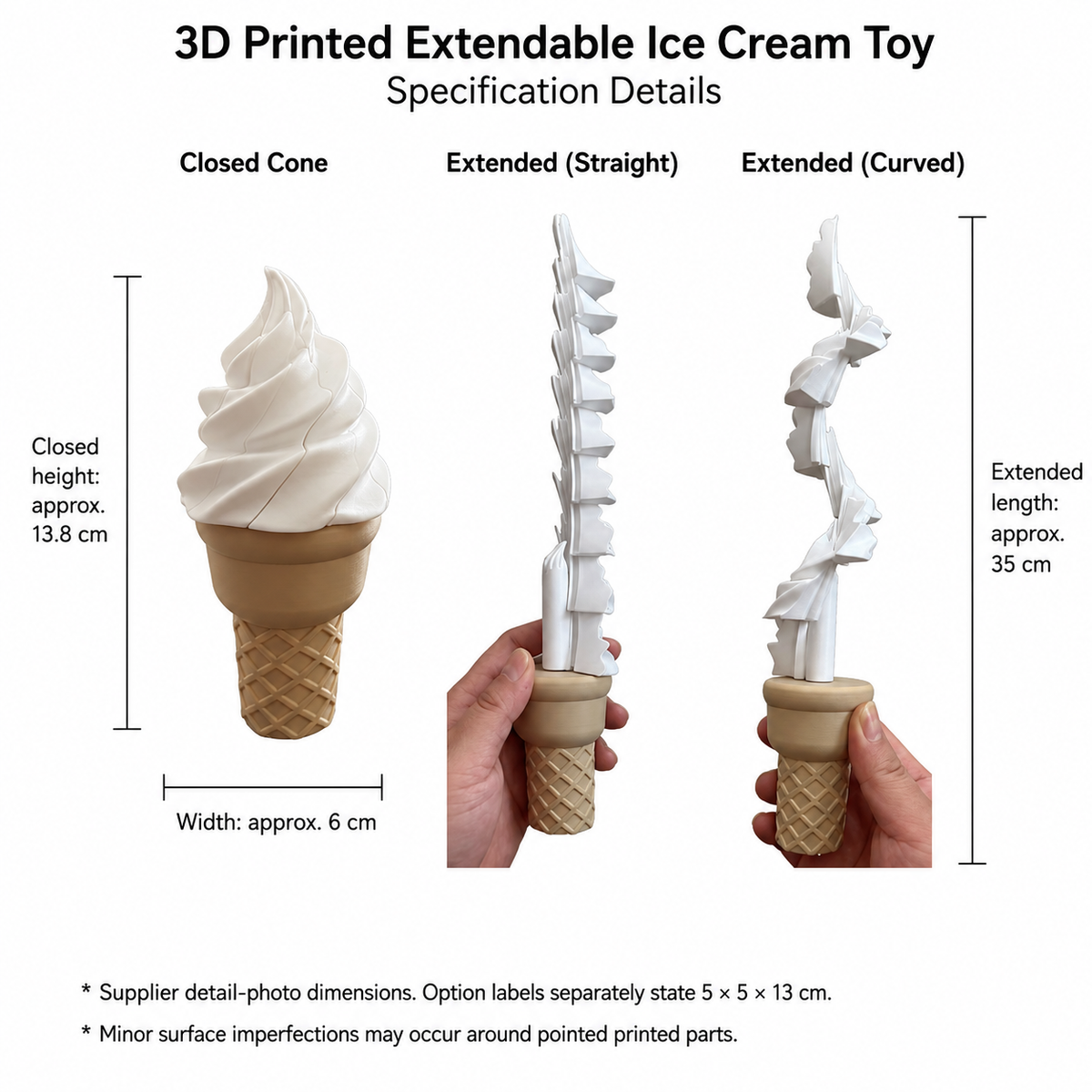 Supplier dimensions for ice cream retractable toy