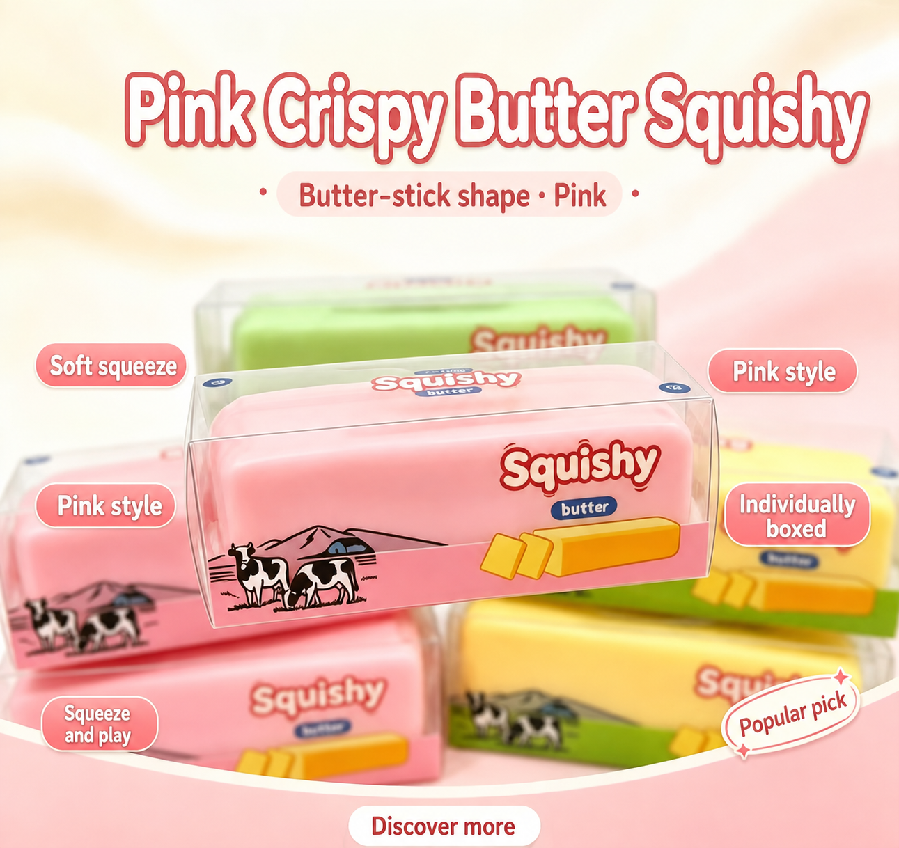 Pink crispy butter PU squishy — original