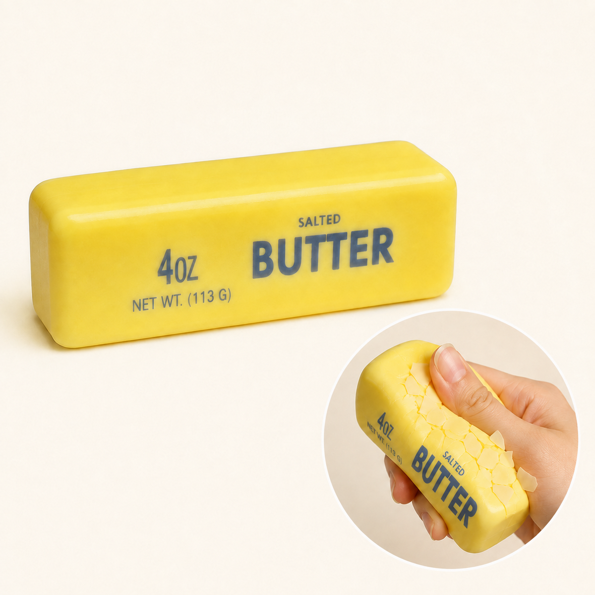 Yellow crispy butter PU squishy — hero