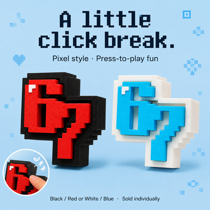 67 pixel clicker — Black/Red and White/Blue — sold individually — advertisement