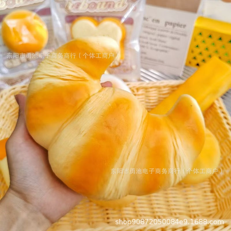 Yellow Croissant PU Squishy Toy - Yellow