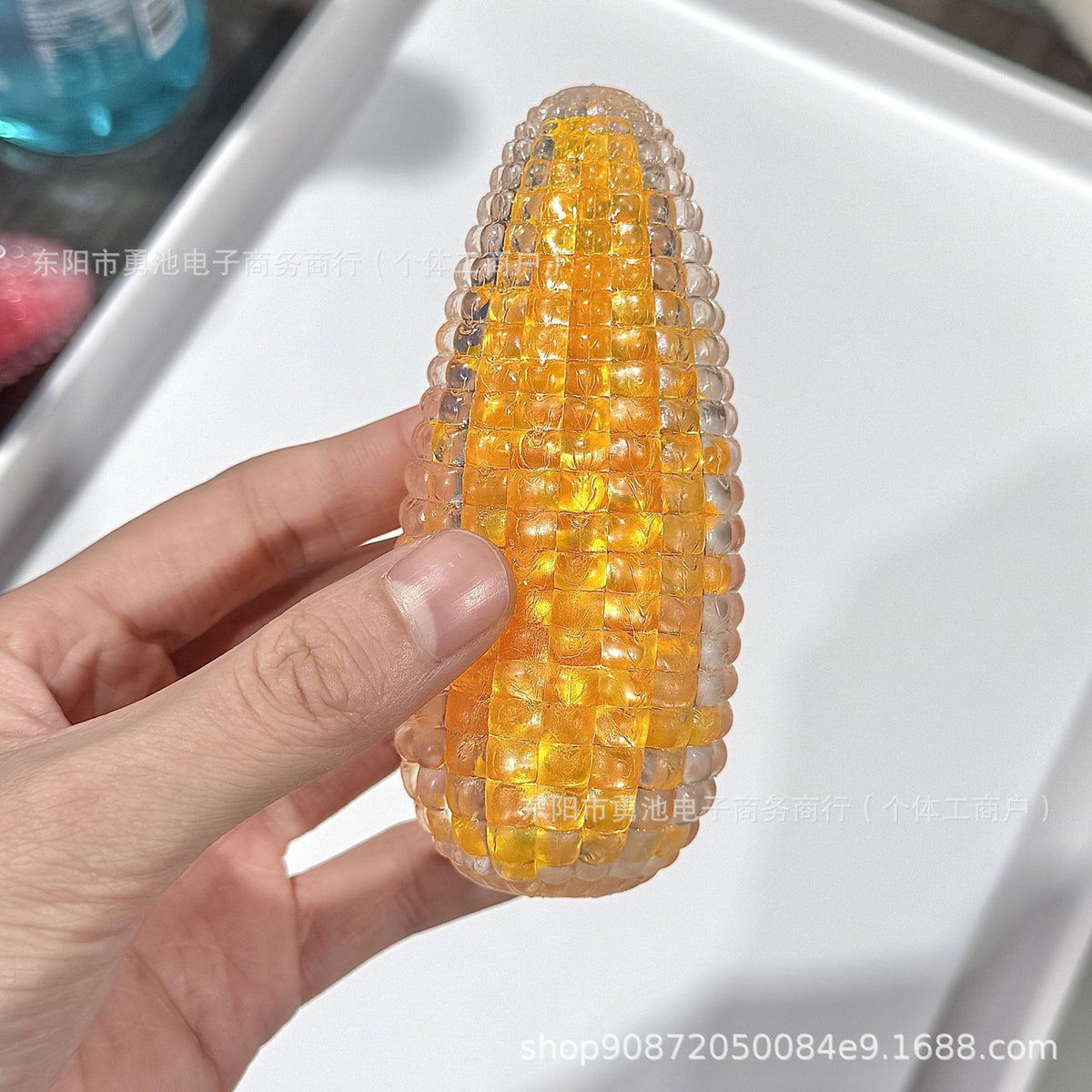 Glass-Effect Corn Sensory Ball – 10 cm - Yellow
