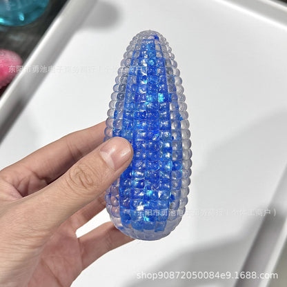 Glass-Effect Corn Sensory Ball – 10 cm - Blue