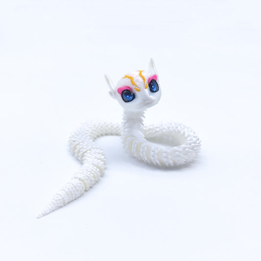 White Mini Snake with Colorful Accents Toy