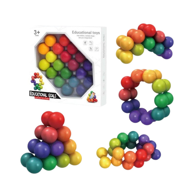 Transformable Bead Fidget Puzzle Ball – 20-Piece 3D Stress Relief Toy