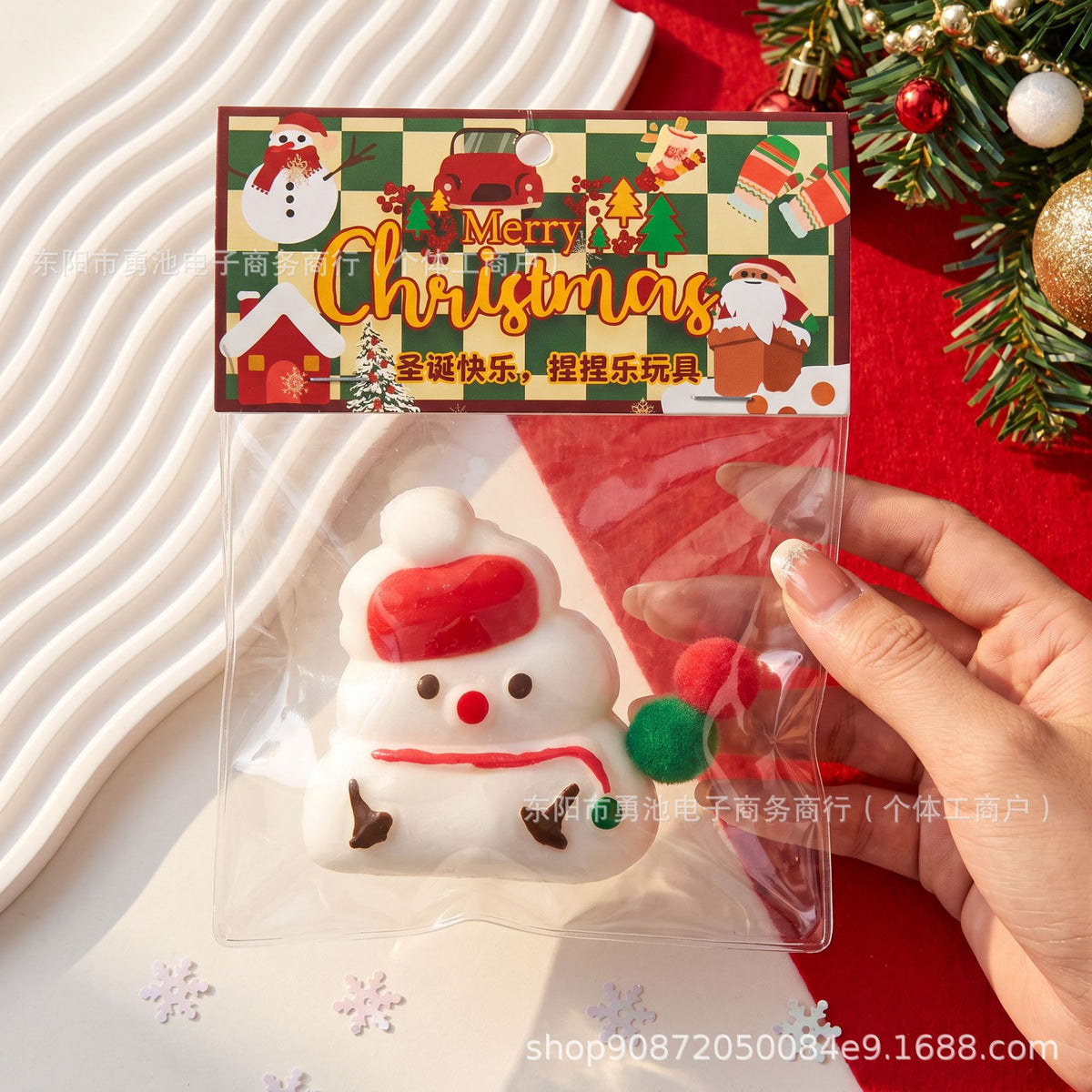 Christmas Snowman Sensory Squishy - Red Hat