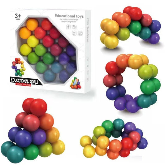 Transformable Bead Fidget Puzzle Ball – 20-Piece 3D Stress Relief Toy