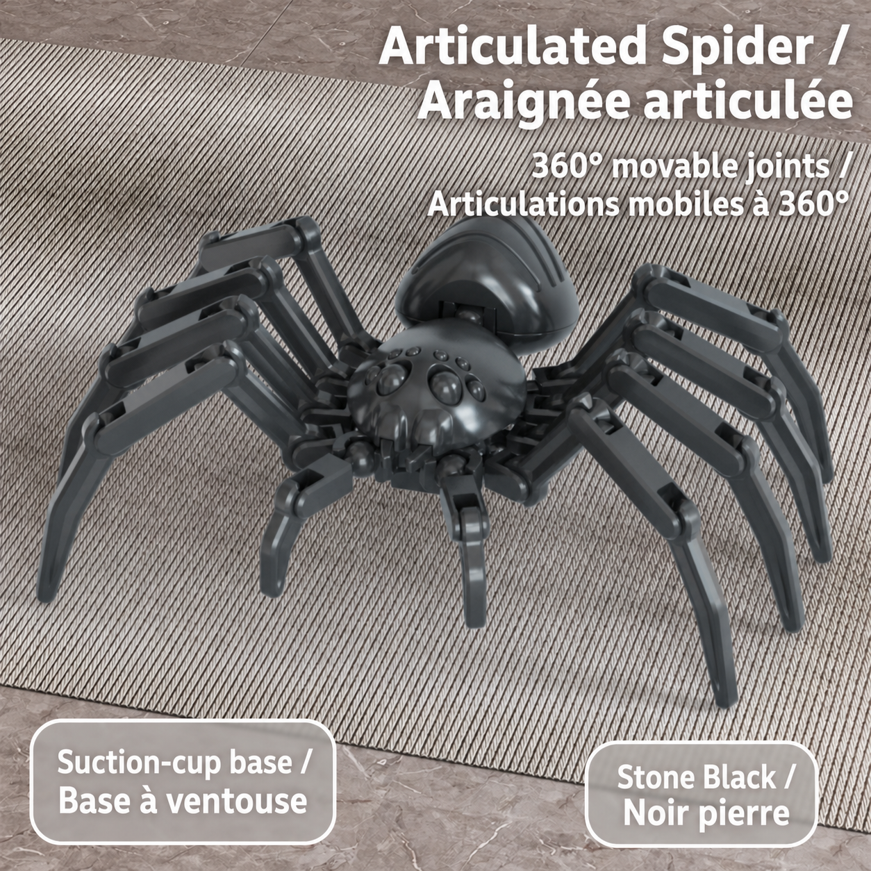 Articulated spider with suction-cup base in Black