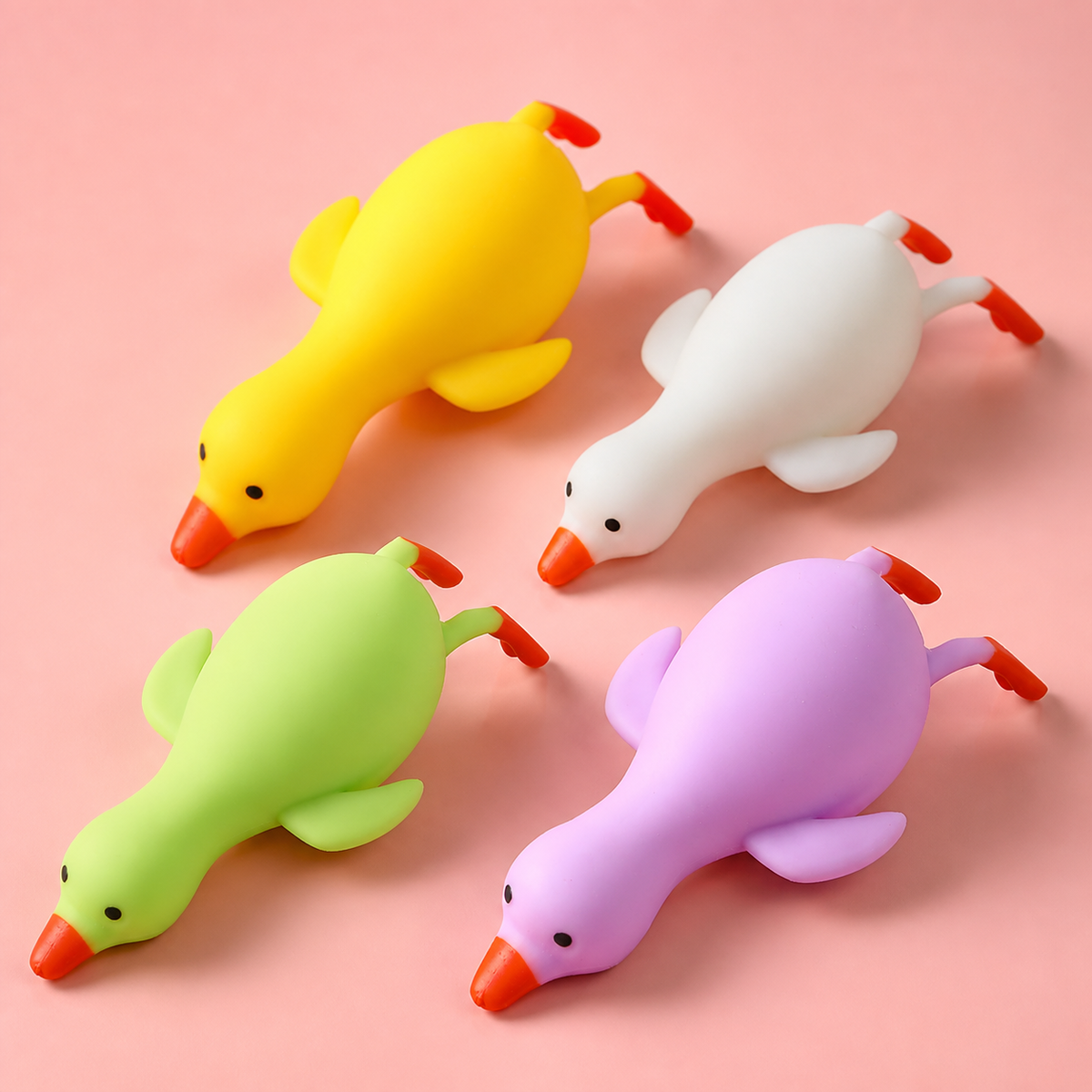 Assorted long-neck duck squishy toys