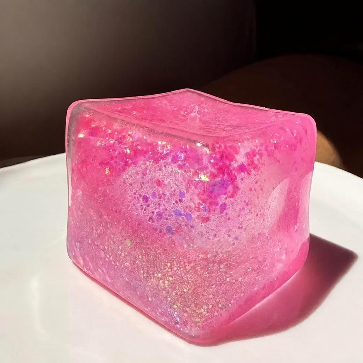 Aurora Cube Gel Squishy – 4 cm - Pink