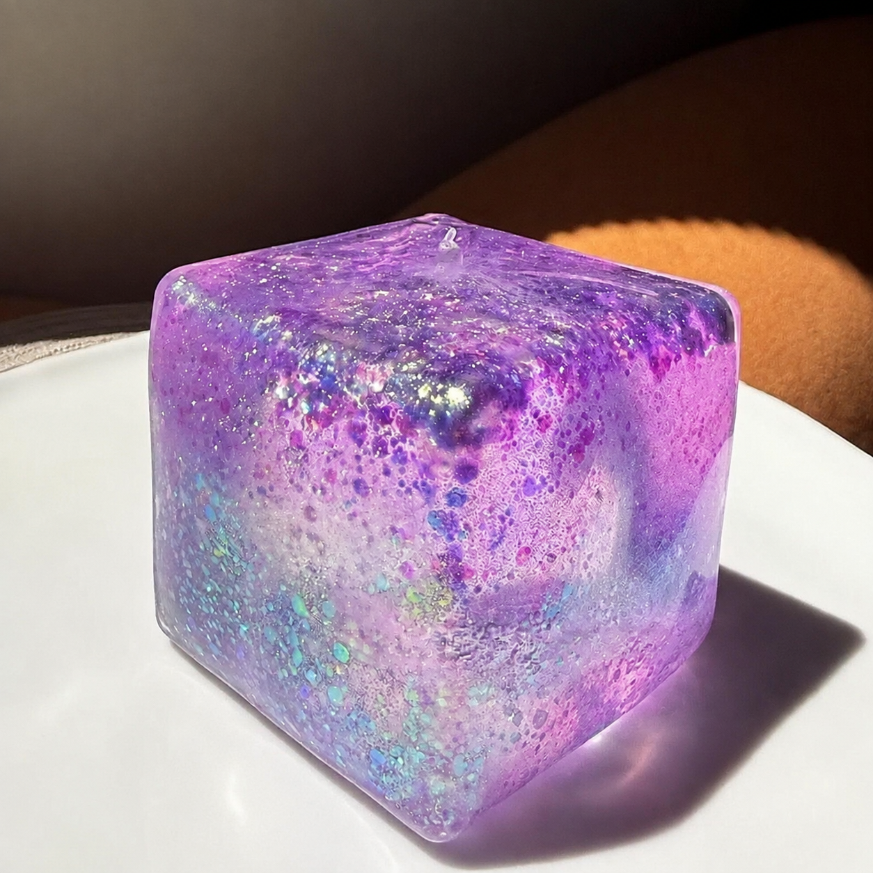 Aurora Cube Gel Squishy – 4 cm - Purple