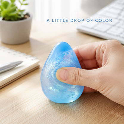 Blue aurora teardrop on a bright home-office desk