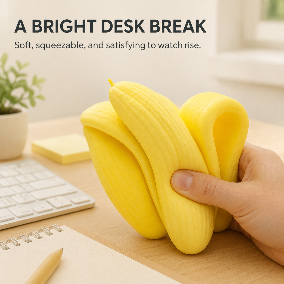 Banana fruit slow-rise squishy as a bright desk break